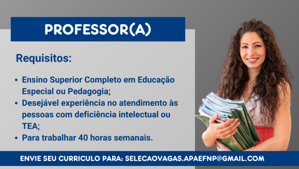 Vaga de Professor(a) na APAE Florianópolis - Agosto